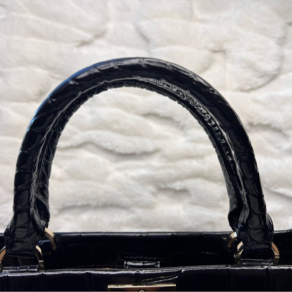 kate spade Black Croc-Embossed Patent Leather Satchel - Picture 3 of 10
